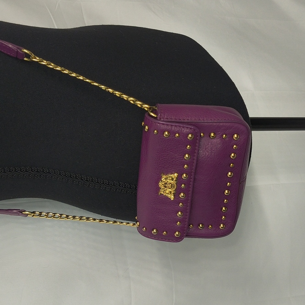 Y2K Juicy Couture Purple Studded Leather Crossbody Bag - Like New!